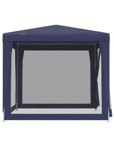 Tenda per Feste con 4 Pareti Laterali in Rete Blu 2,5x2,5m HDPE