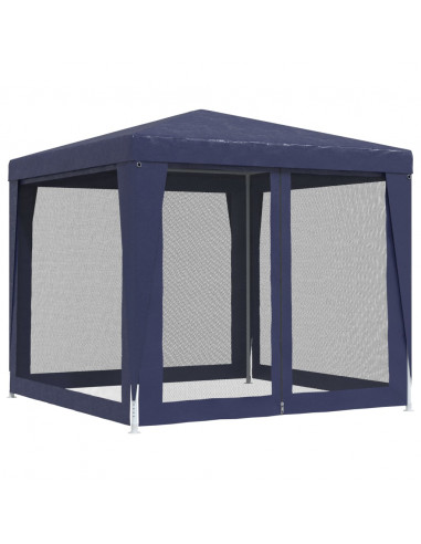 Tenda per Feste con 4 Pareti Laterali in Rete Blu 2,5x2,5m HDPE