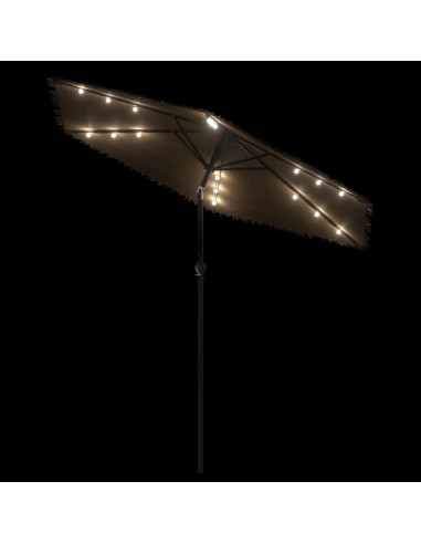 Ombrellone Giardino LED e Palo in Acciaio Marrone 223x223x231cm