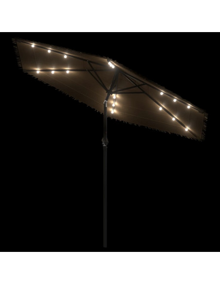 Ombrellone Giardino LED e Palo in Acciaio Marrone 288x288x225cm