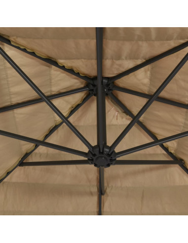Ombrellone Giardino LED e Palo in Acciaio Marrone 288x288x225cm