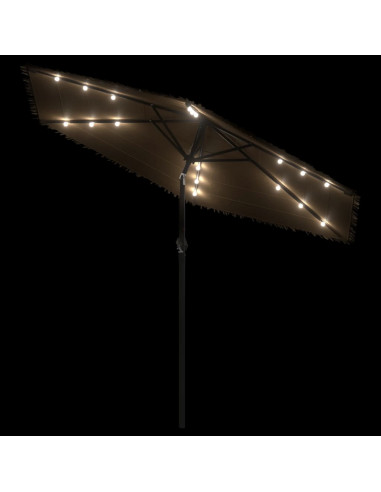 Ombrellone Giardino LED e Palo in Acciaio Marrone 268x268x226cm