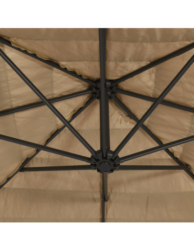 Ombrellone Giardino LED e Palo in Acciaio Marrone 268x268x226cm