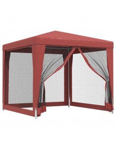 Tenda per Feste 4 Pareti Laterali in Rete Rossa 2,5x2,5m HDPE 2
