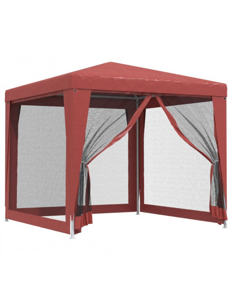 Tenda per Feste 4 Pareti Laterali in Rete Rossa 2,5x2,5m HDPE