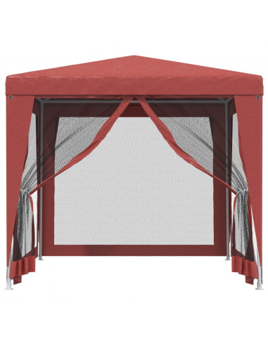 Tenda per Feste 4 Pareti Laterali in Rete Rossa 2,5x2,5m HDPE