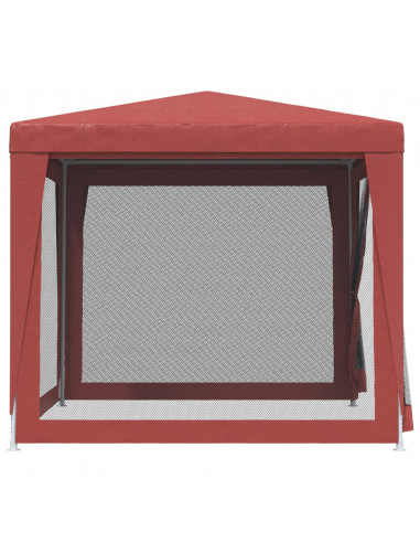Tenda per Feste 4 Pareti Laterali in Rete Rossa 2,5x2,5m HDPE