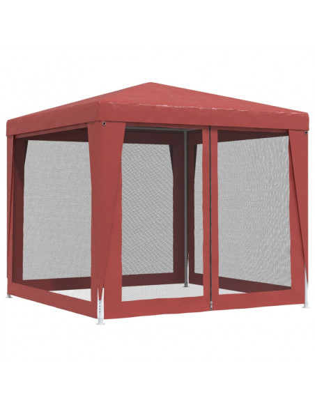 Tenda per Feste 4 Pareti Laterali in Rete Rossa 2,5x2,5m HDPE