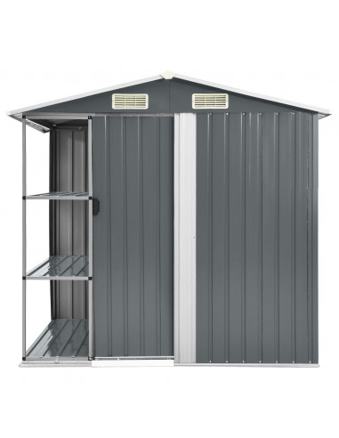 Capanno da Giardino con Scaffali Grigio 205x130x183 cm in Ferro