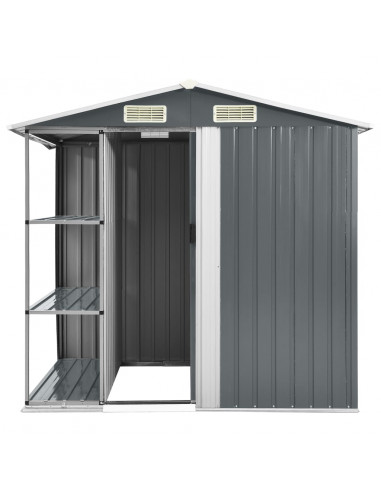 Capanno da Giardino con Scaffali Grigio 205x130x183 cm in Ferro