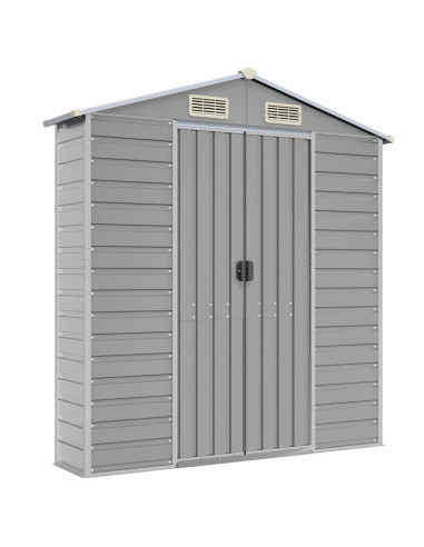 Capanno da Giardino Grigio Chiaro 191x385x198cm Acciaio Zincato