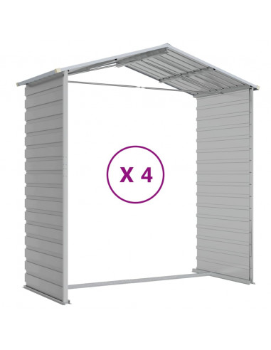 Capanno da Giardino Grigio Chiaro 191x385x198cm Acciaio Zincato