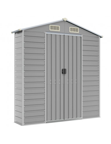 Capanno da Giardino Grigio Chiaro 191x470x198cm Acciaio Zincato