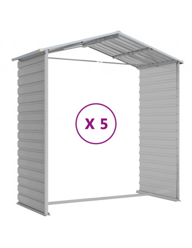 Capanno da Giardino Grigio Chiaro 191x470x198cm Acciaio Zincato