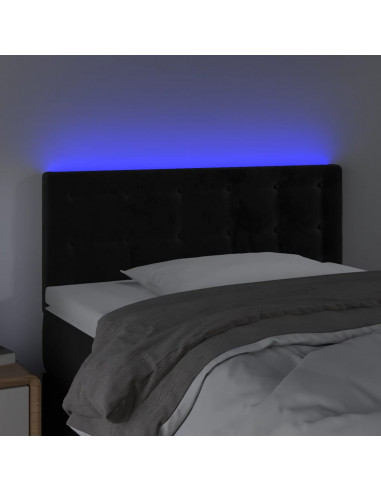 Testiera a LED Nera 90x5x78/88 cm in Similpelle