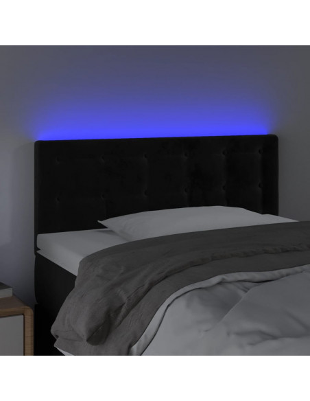 Testiera a LED Nera 90x5x78/88 cm in Similpelle