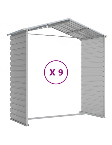 Capanno da Giardino Grigio Chiaro 191x810x198cm Acciaio Zincato