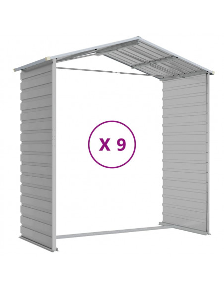 Capanno da Giardino Grigio Chiaro 191x810x198cm Acciaio Zincato