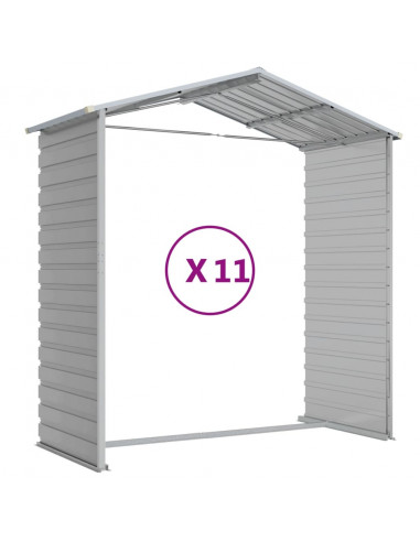 Capanno da Giardino Grigio Chiaro 191x980x198cm Acciaio Zincato
