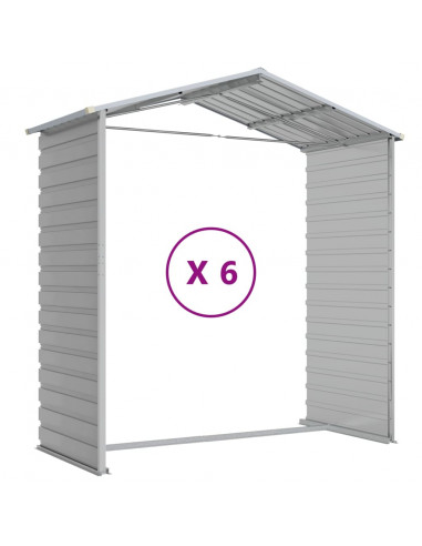 Capanno da Giardino Grigio Chiaro 191x555x198cm Acciaio Zincato