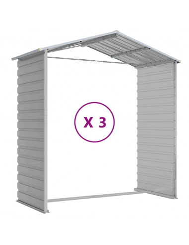 Capanno da Giardino Grigio Chiaro 191x300x198cm Acciaio Zincato