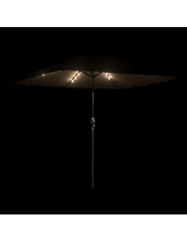 Ombrellone Giardino LED e Palo in Acciaio Marrone 248x248x248cm