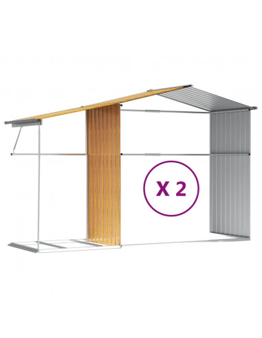 Capanno Giardino Marrone Chiaro 277x279x179 cm Acciaio Zincato