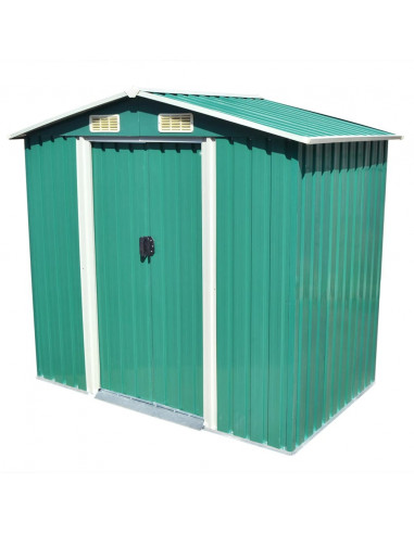 Capanno per Attrezzi in Metallo Verde 204x132x186 cm