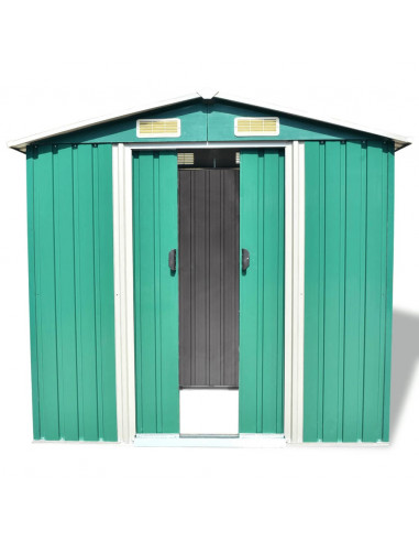 Capanno per Attrezzi in Metallo Verde 204x132x186 cm