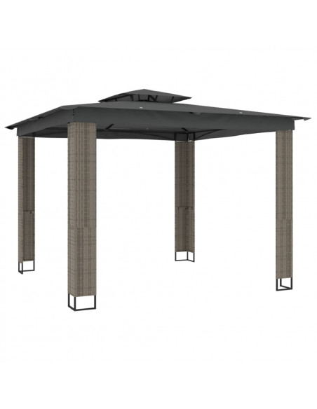 Gazebo con Tetto Doppio Antracite 2,94x2,94 m in Acciaio
