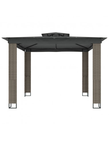 Gazebo con Tetto Doppio Antracite 2,94x2,94 m in Acciaio