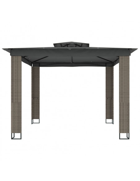 Gazebo con Tetto Doppio Antracite 2,94x2,94 m in Acciaio