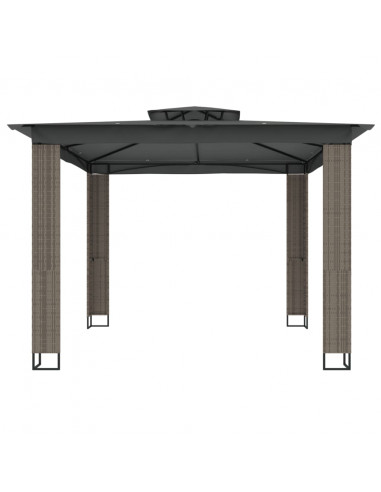 Gazebo con Tetto Doppio Antracite 2,94x2,94 m in Acciaio