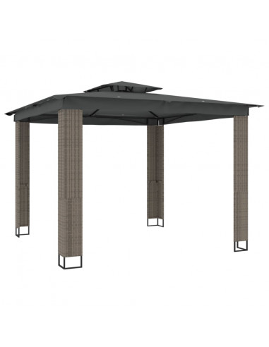 Gazebo con Tetto Doppio Antracite 2,94x2,94 m in Acciaio