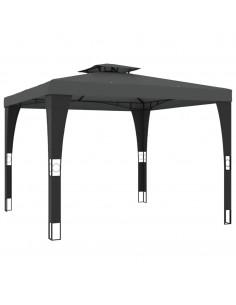 Gazebo con Tetto Doppio Antracite 2,98x2,98 m in Acciaio 2