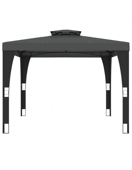 Gazebo con Tetto Doppio Antracite 2,98x2,98 m in Acciaio