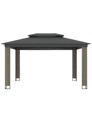 Gazebo con Tetto Doppio Antracite 3,94x2,96 m in Acciaio