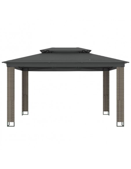 Gazebo con Tetto Doppio Antracite 3,94x2,96 m in Acciaio