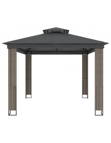 Gazebo con Tetto Doppio Antracite 3,94x2,96 m in Acciaio