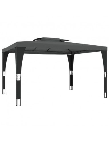 Gazebo con Tetto Doppio Antracite 3,98x2,98 m in Acciaio