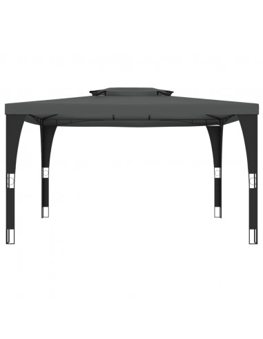 Gazebo con Tetto Doppio Antracite 3,98x2,98 m in Acciaio