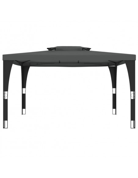 Gazebo con Tetto Doppio Antracite 3,98x2,98 m in Acciaio