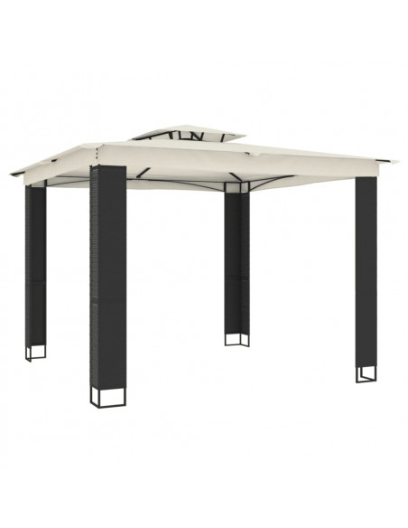 Gazebo con Tetto Doppio Crema 2,94x2,94 m in Acciaio