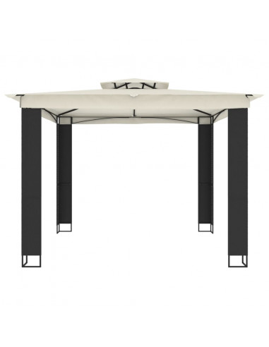 Gazebo con Tetto Doppio Crema 2,94x2,94 m in Acciaio