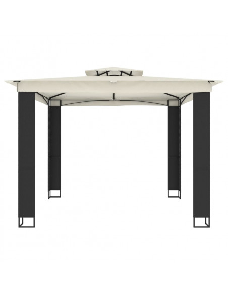Gazebo con Tetto Doppio Crema 2,94x2,94 m in Acciaio