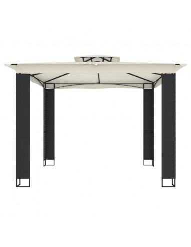 Gazebo con Tetto Doppio Crema 2,94x2,94 m in Acciaio