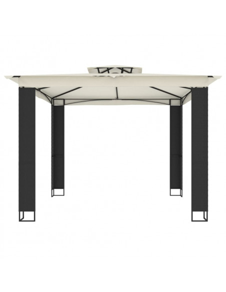 Gazebo con Tetto Doppio Crema 2,94x2,94 m in Acciaio