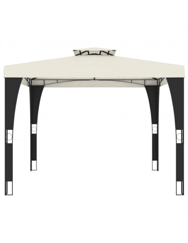 Gazebo con Tetto Doppio Crema 2,98x2,98 m in Acciaio