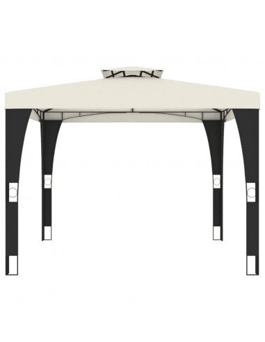Gazebo con Tetto Doppio Crema 2,98x2,98 m in Acciaio