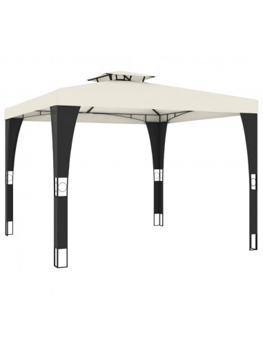 Gazebo con Tetto Doppio Crema 2,98x2,98 m in Acciaio